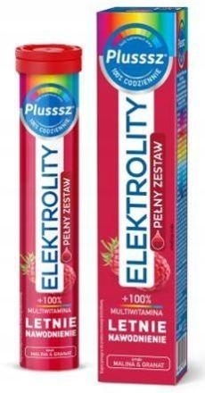 Zdjęcie Plusssz Elektrolity + 100% Multiwitamina granat  malina, 24 tabl.